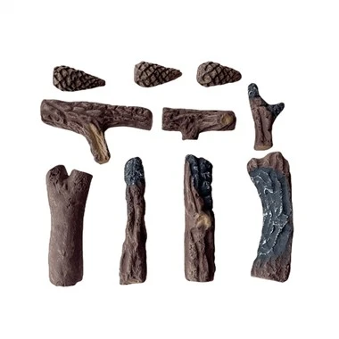 Troncos de cerámica para hoguera de propano o chimenea de gas, juego de troncos pequeños de madera falsa